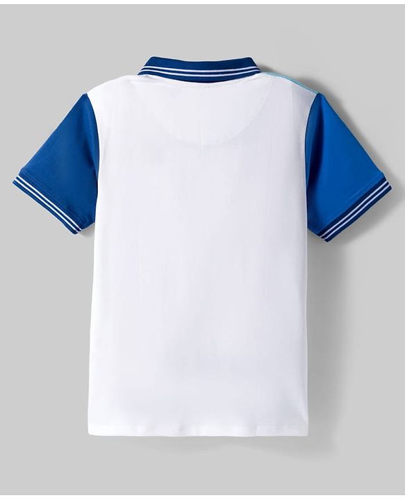 Pine Kids Marvel Single Jersey Knit Half Sleeves Cut & Sew Polo T-Shirt with Spider-Man Graphic - Light Blue