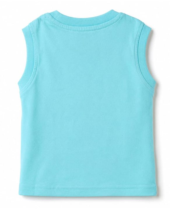Babyhug Cotton Knit T-Shirts Sleeveless Graphic Light/Sky Blue 6-9 Months Pack of 3