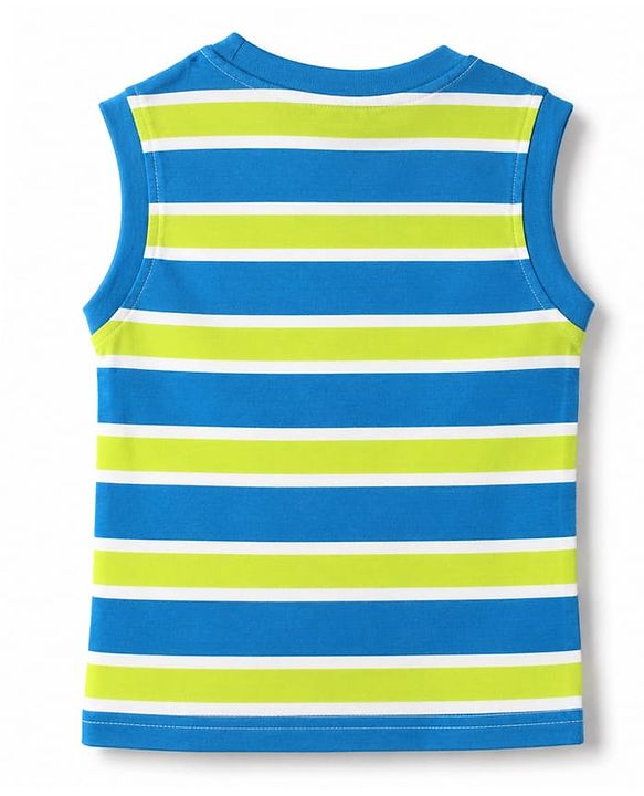 Babyhug Cotton Knit T-Shirts Sleeveless Graphic Light/Sky Blue 6-9 Months Pack of 3