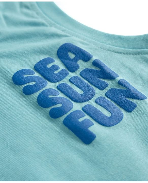 Babyhug Cotton Knit T-Shirts Sleeveless Graphic Light/Sky Blue 6-9 Months Pack of 3