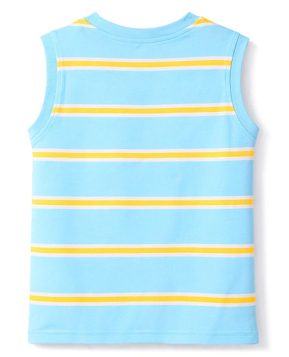 Babyhug Cotton Knit T-Shirts Sleeveless with Graphics Multi Color 6-9 Months Pack of 3