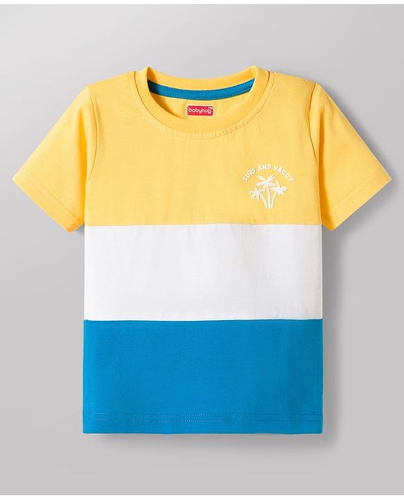 Babyhug Cotton Knit Half Sleeves T-Shirts with Stripes & Surf & Vacay Text Graphics Pack of 3 - Multicolor