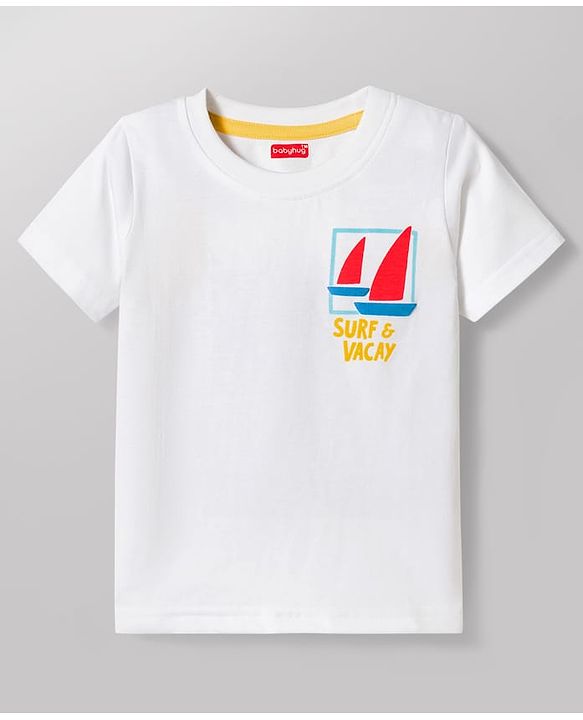 Babyhug Cotton Knit Half Sleeves T-Shirts with Stripes & Surf & Vacay Text Graphics Pack of 3 - Multicolor