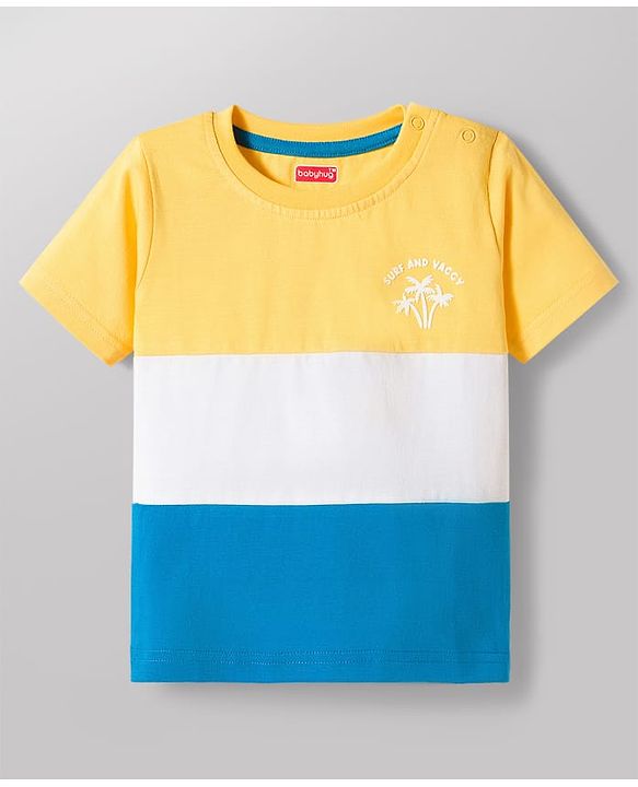 Babyhug Cotton Knit Half Sleeves T-Shirts with Stripes & Surf & Vacay Text Graphics Pack of 3 - Multicolor