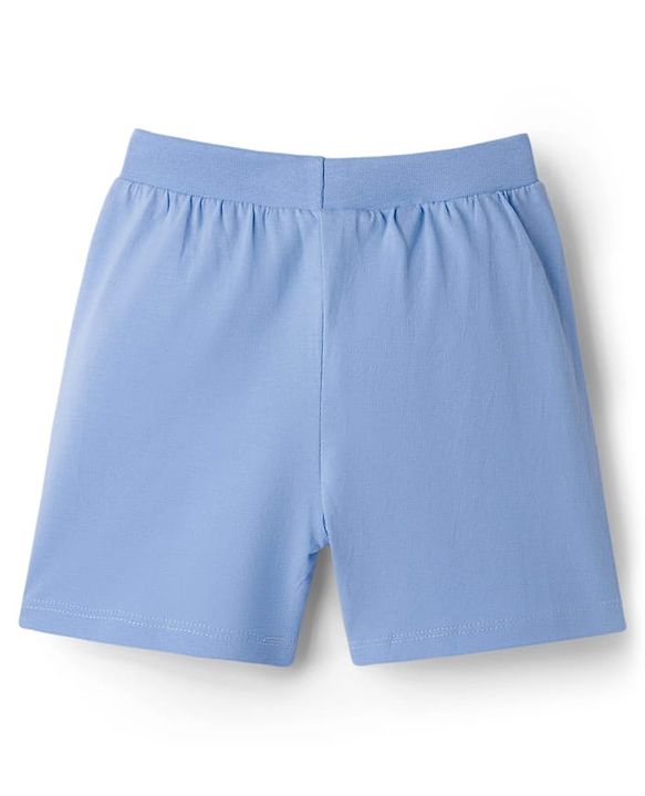 Babyhug Cotton Knit Mid Thigh Length Shorts with Sea Life Print & Tape Detailing Pack of 2 - Multicolor