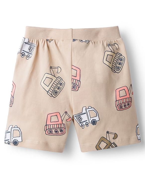 Babyhug Cotton Knit Mid Thigh Length Shorts with Sea Vehicle Print Pack of 2 - Multicolor