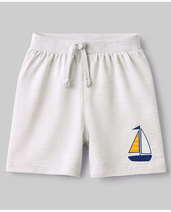 Babyhug Cotton Single Jersey Knit Mid Thigh Shorts With Beach Theme Print Pack of 3 - Multicolor