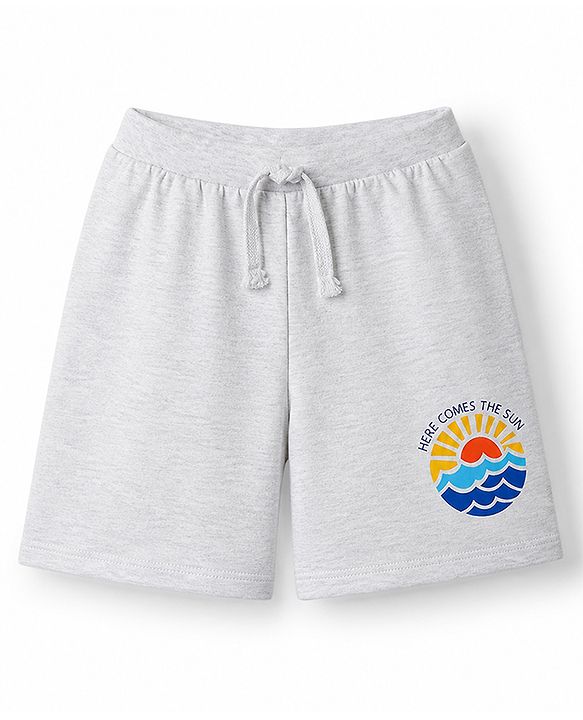 Babyhug Cotton Single Jersey Knit Mid Thigh Shorts with Sun & Text Print Pack Of 3 -  Multicolour