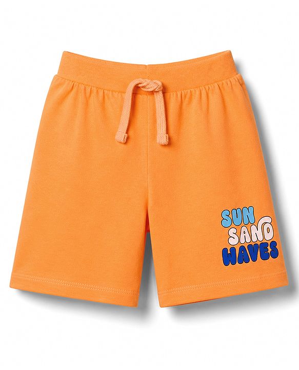 Babyhug Cotton Single Jersey Knit Mid Thigh Shorts with Sun & Text Print Pack Of 3 -  Multicolour