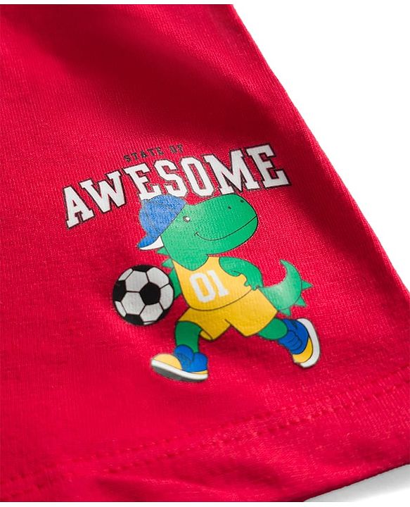 Babyhug Single Jersey Knit Mid Thigh Shorts with Dino & Number Print Pack of 3 - Multicolor