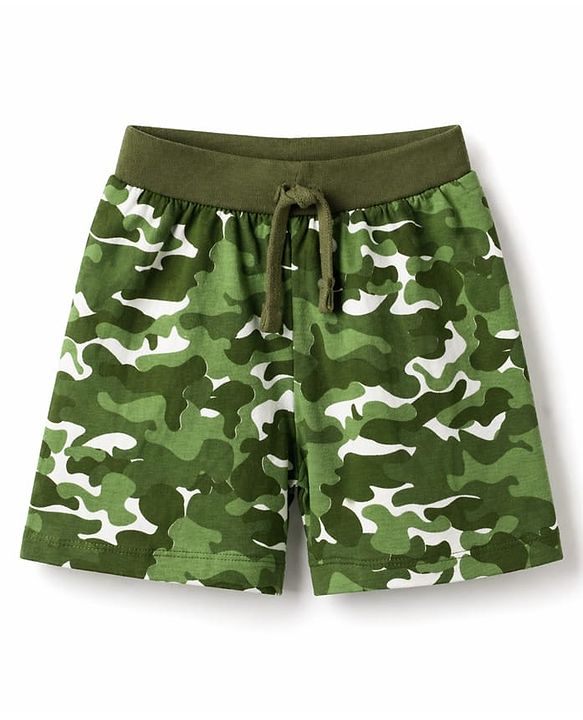 Babyhug Cotton Knit Mid Thigh Camouflage Printed Shorts Pack Of 3 - Multicolor