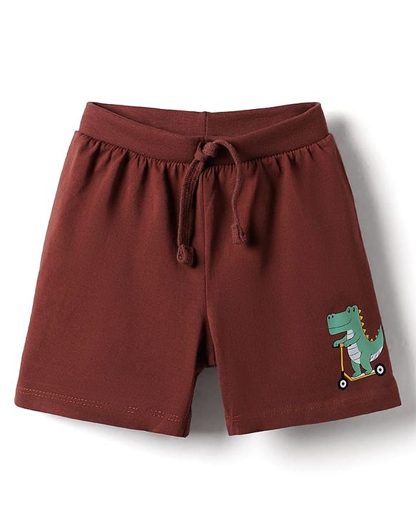 Babyhug Single Jersey Knit Mid Thigh Shorts with Dino Print Pack of 3 - Multicolor