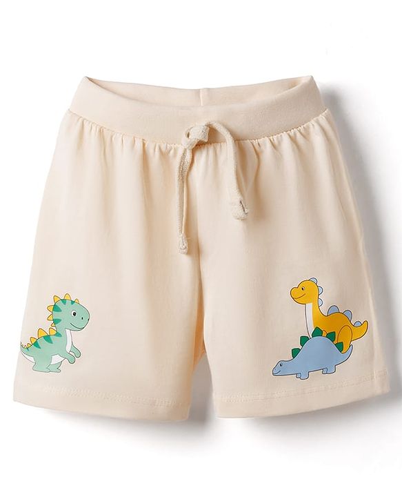 Babyhug Single Jersey Knit Mid Thigh Shorts with Dino Print Pack of 3 - Multicolor