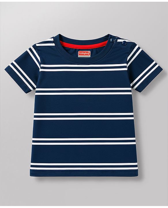 Babyhug 100% Cotton Knit Half Sleeves Striped Beach Theme Text Printed T-Shirts Pack Of 5 - Multicolor