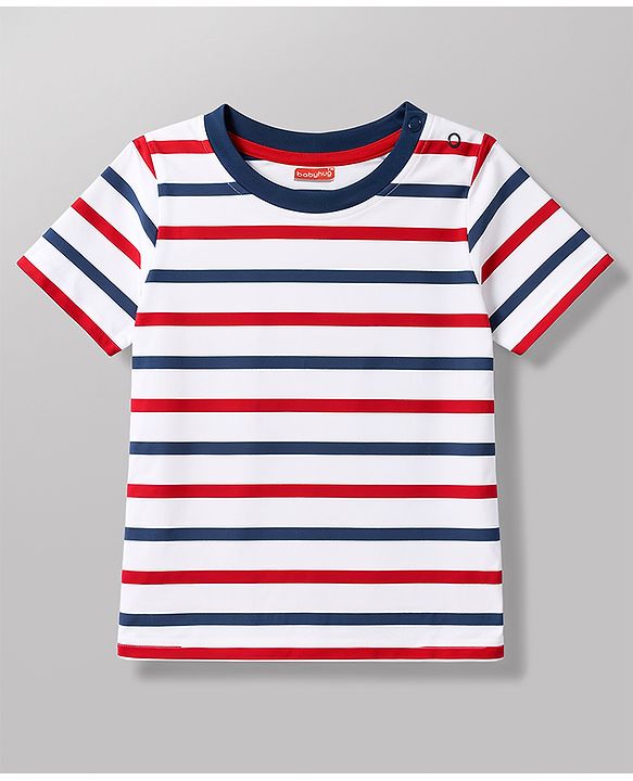 Babyhug 100% Cotton Knit Half Sleeves Striped Beach Theme Text Printed T-Shirts Pack Of 5 - Multicolor