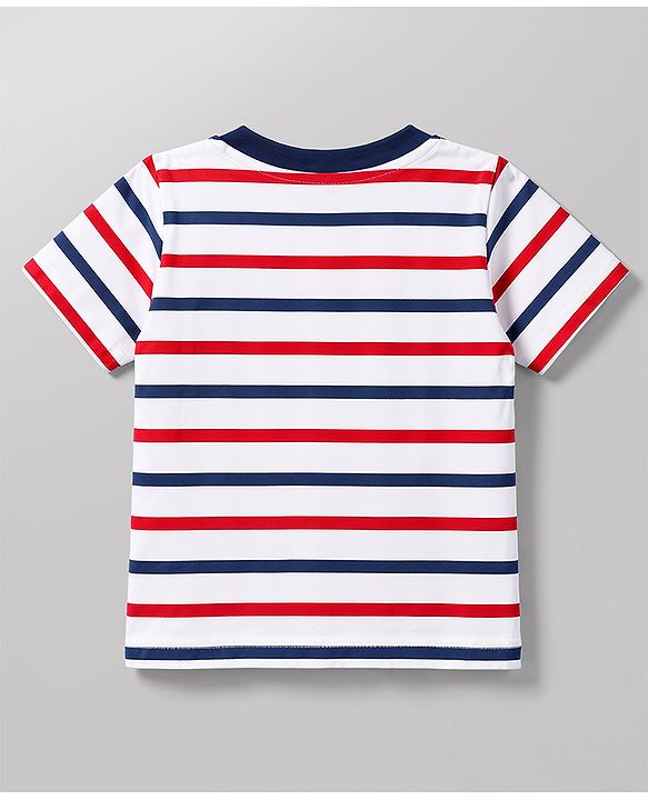Babyhug 100% Cotton Knit Half Sleeves Striped Beach Theme Text Printed T-Shirts Pack Of 5 - Multicolor