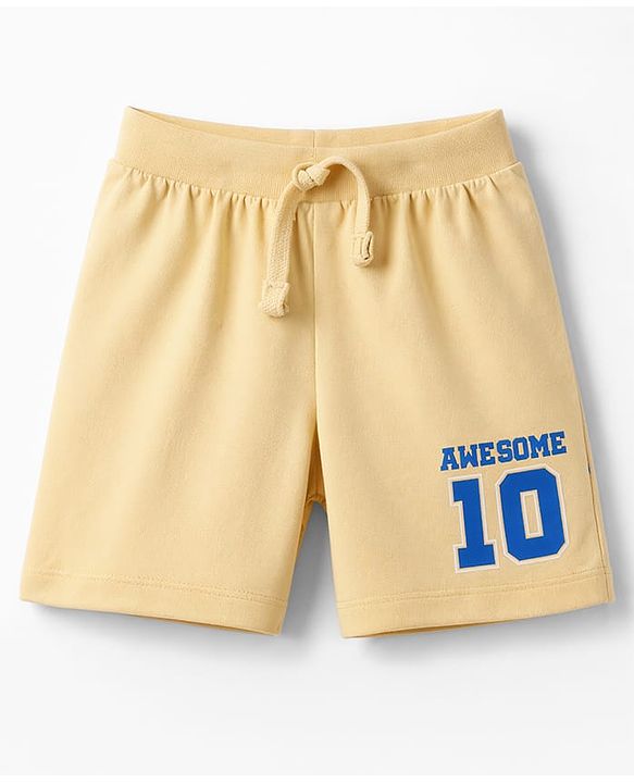 Babyhug Cotton Single Jersey Knit Mid Thigh Shorts With Text Print Pack of 3 - Multicolor