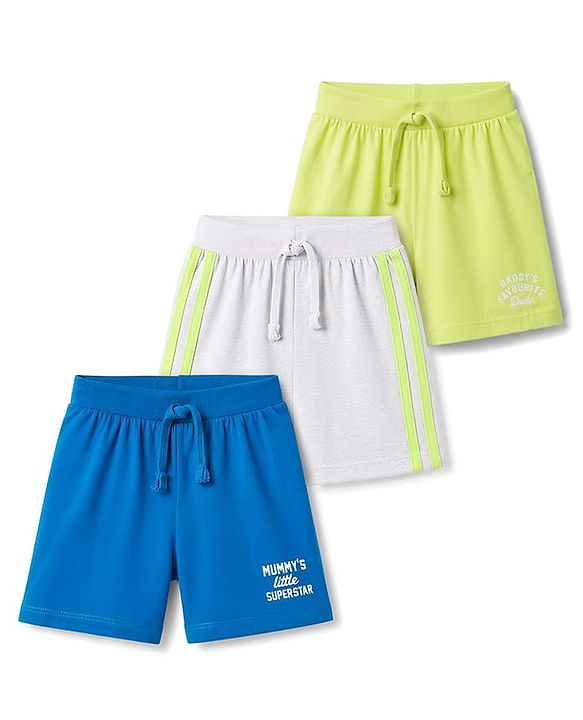 Babyhug Single Jersey Knit Mid Thigh Shorts with Text Print Pack of 3 - Multicolor