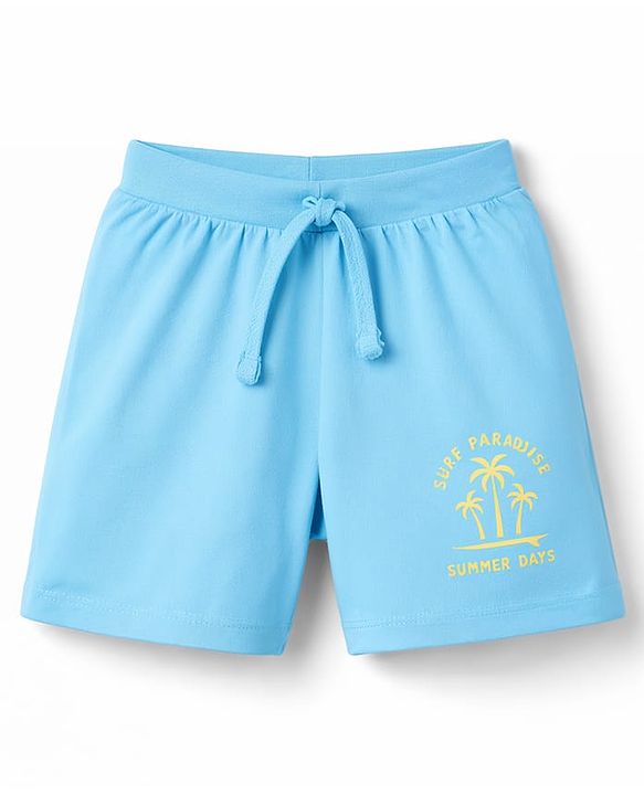 Babyhug Cotton Single Jersey Knit Mid Thigh Shorts With Beach Theme Print Pack of 3 - Multicolor