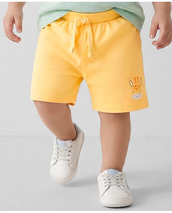 Babyhug 100% Cotton Single Jersey Knit Mid Thigh Shorts With Animal & Text Print Pack of 3 - Multicolor