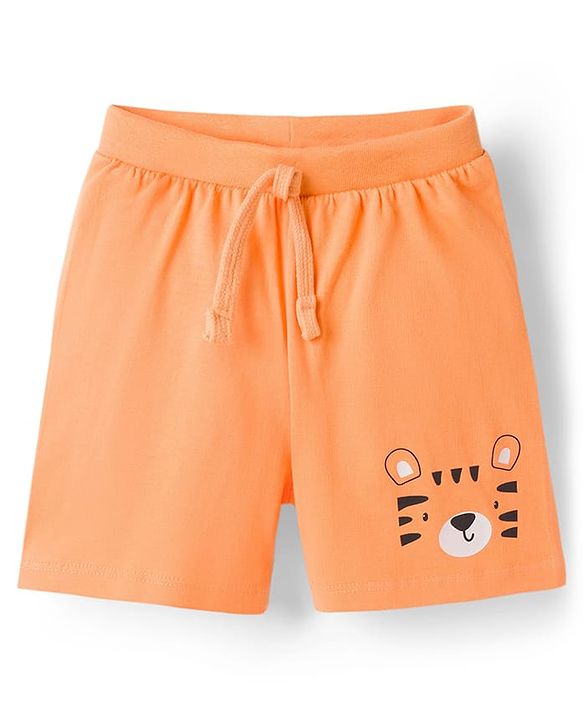 Babyhug 100% Cotton Single Jersey Knit Mid Thigh Shorts With Animal & Text Print Pack of 3 - Multicolor