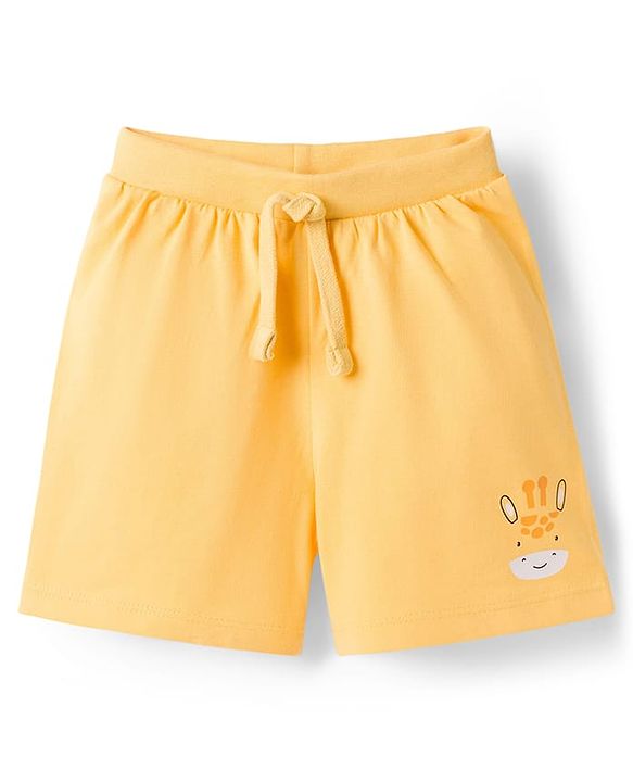 Babyhug 100% Cotton Single Jersey Knit Mid Thigh Shorts With Animal & Text Print Pack of 3 - Multicolor