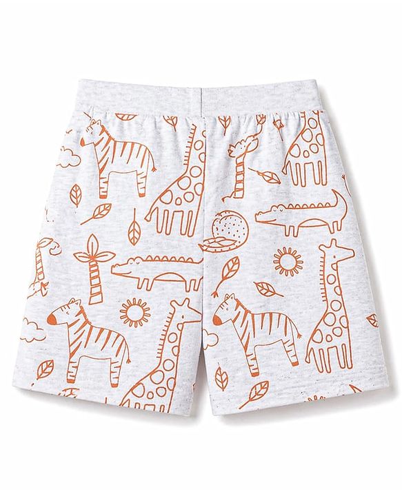 Babyhug Cotton Knit Mid Thigh Striped & Animal Printed Shorts Pack Of 3 - Multicolor