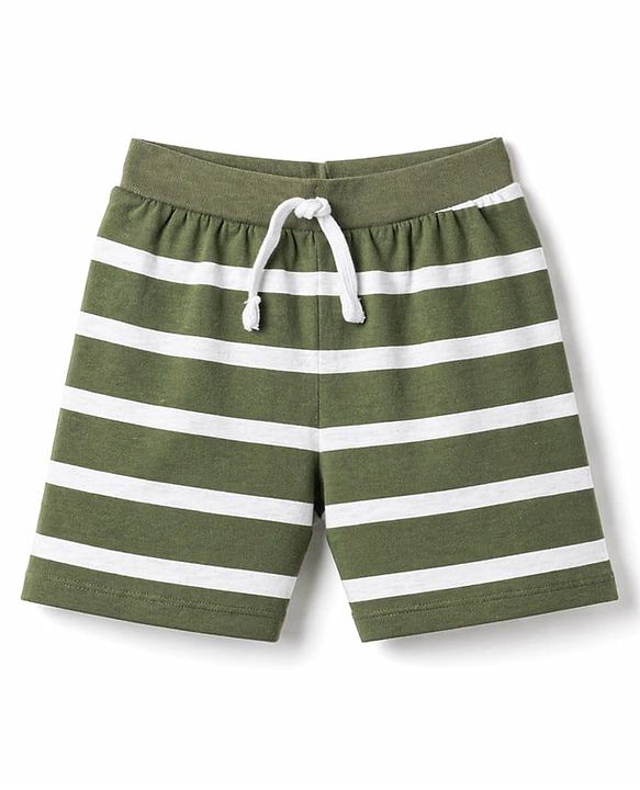 Babyhug Cotton Knit Mid Thigh Striped & Animal Printed Shorts Pack Of 3 - Multicolor