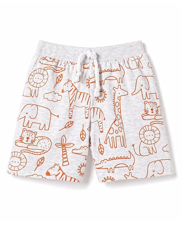 Babyhug Cotton Knit Mid Thigh Striped & Animal Printed Shorts Pack Of 3 - Multicolor