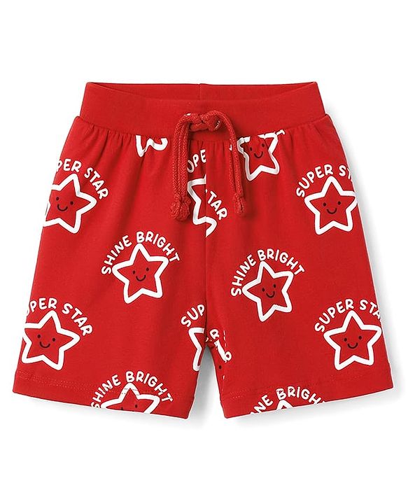 Babyhug Single Jersey Knit Mid Thigh Shorts with Star Print Pack of 3 - Multicolor