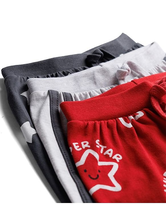 Babyhug Single Jersey Knit Mid Thigh Shorts with Star Print Pack of 3 - Multicolor