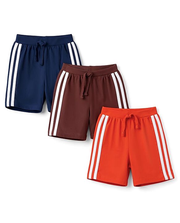 Babyhug Cotton Single Jersey Knit Mid Thigh Solid Shorts Pack of 3 - Multicolor