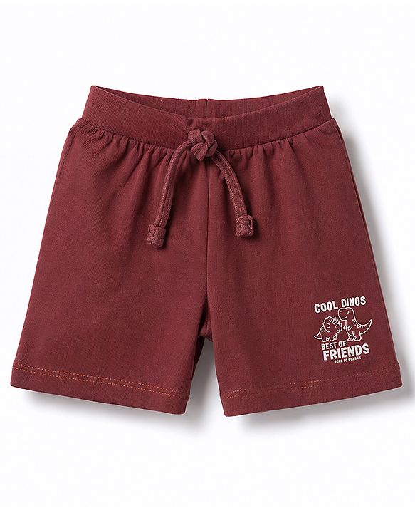 Babyhug Cotton Single Jersey Knit Mid Thigh Shorts with Dino & Cub Print Pack Of 3 - Multicolour