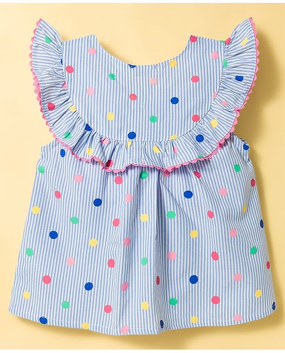 Babyhug Cotton Woven Top Sleeveless Striped All Over Print Multi Color 9-12 Months