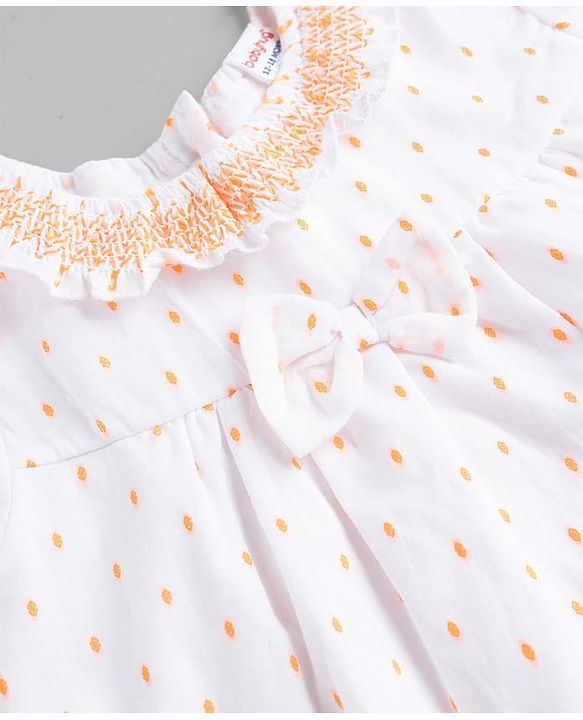 Babyhug 100% Cotton Dobby Woven Top with Lace Detailing and Half Sleeves White 6-9 Months