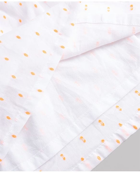 Babyhug 100% Cotton Dobby Woven Top with Lace Detailing and Half Sleeves White 6-9 Months