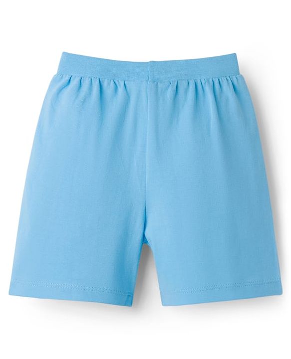 Babyhug Cotton Knit Mid Thigh Length Shorts with Beach Theme Print & Tape Detailing Pack of 2 - Multicolor