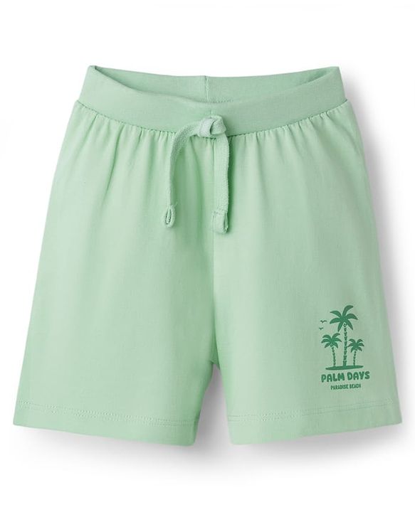 Babyhug Cotton Knit Mid Thigh Length Shorts with Palm Tree Print Pack of 2 - Multicolor