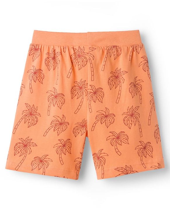 Babyhug Cotton Knit Mid Thigh Length Shorts with Palm Tree Print Pack of 2 - Multicolor