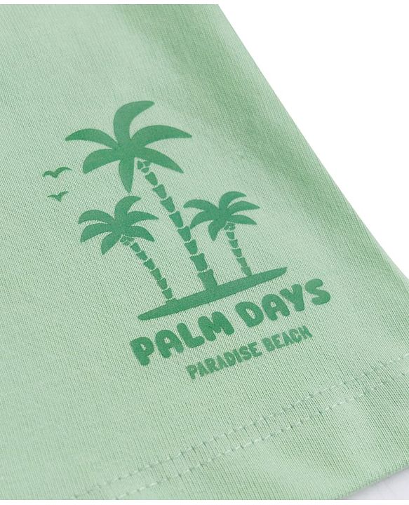 Babyhug Cotton Knit Mid Thigh Length Shorts with Palm Tree Print Pack of 2 - Multicolor