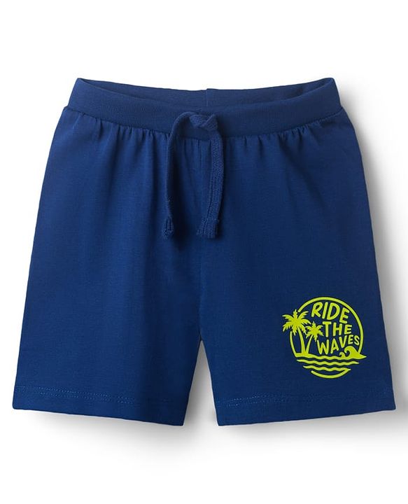 Babyhug Cotton Knit Mid Thigh Length Shorts with Beach Theme Print & Tape Detailing Pack of 2 - Multicolor