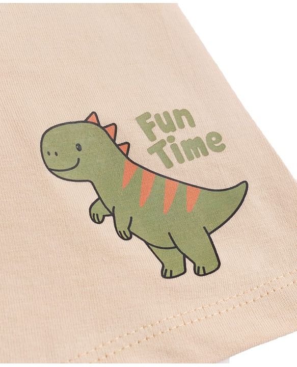 Babyhug Cotton Knit Mid Thigh Length Shorts with Dino Print & Tape Detailing Pack of 2 - Multicolor
