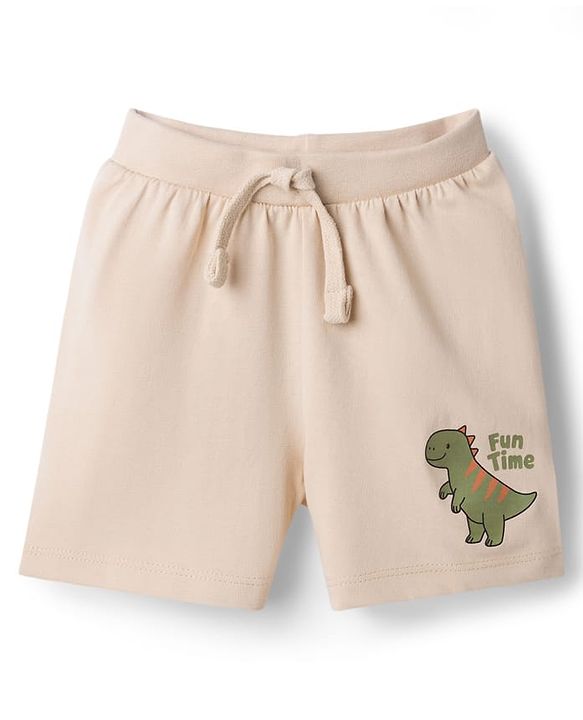 Babyhug Cotton Knit Mid Thigh Length Shorts with Dino Print & Tape Detailing Pack of 2 - Multicolor