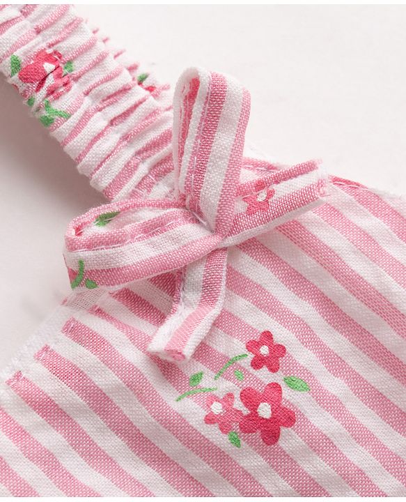 Babyhug Cotton Woven Sleeveless Floral Printed Top -Pink