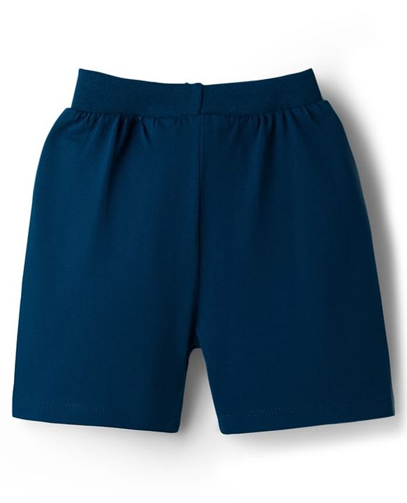 Babyhug Cotton Knit Mid Thigh Length Shorts with Text Print & Tape Detailing Pack of 2 - Red & Navy Blue