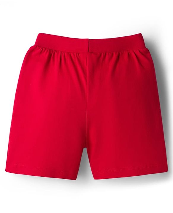Babyhug Cotton Knit Mid Thigh Length Shorts with Text Print & Tape Detailing Pack of 2 - Red & Navy Blue