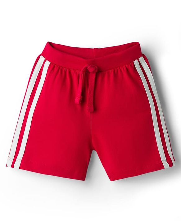 Babyhug Cotton Knit Mid Thigh Length Shorts with Text Print & Tape Detailing Pack of 2 - Red & Navy Blue