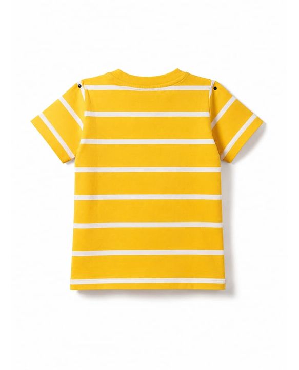 Babyhug 100% Cotton Knit Half Sleeves Animal Printed Striped T-Shirts Pack of 3 - Blue Yellow & Red