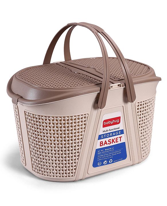Babyhug Multipurpose Basket with Lid | Multipurpose Oval Storage Basket with Handle & Dual-Sided Lid| Toys Storage| Home, Travel & Outdoor Use| Picnic Basket| Easy to Clean & Maintain  Blue