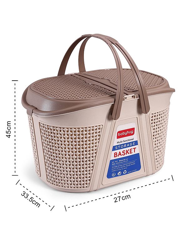 Babyhug Multipurpose Basket with Lid | Multipurpose Oval Storage Basket with Handle & Dual-Sided Lid| Toys Storage| Home, Travel & Outdoor Use| Picnic Basket| Easy to Clean & Maintain  Blue